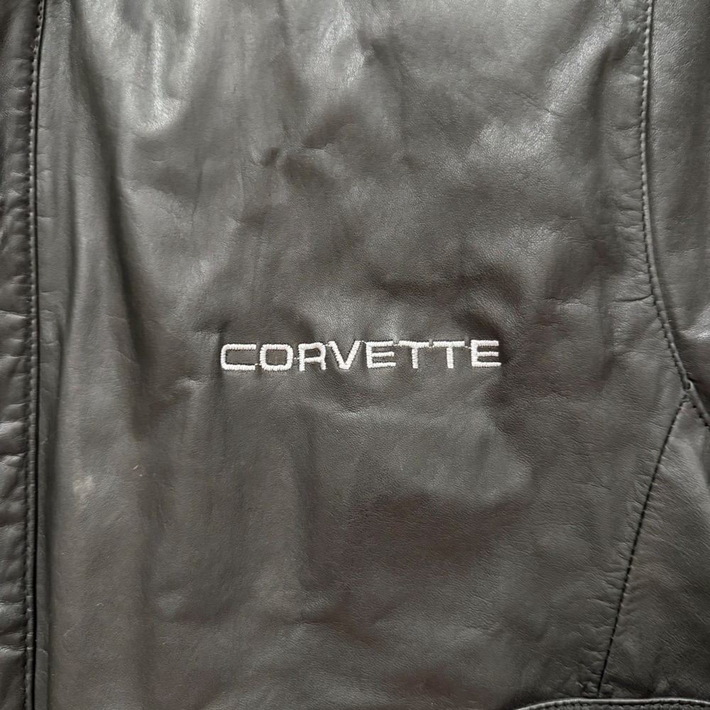 Reed Sportswear Corvette Black Leather Bomber Jacket Mens XL Vintage Racing Moto - Picture 3 of 11